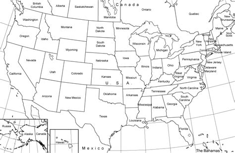 Map of the United States in black and white