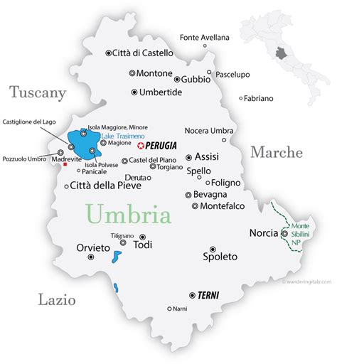 MAP Map of Umbria in Italy
