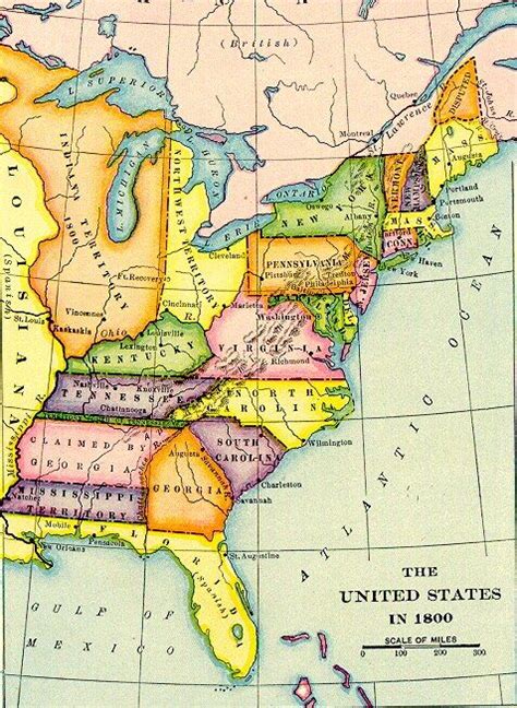 Map of Us in 1800