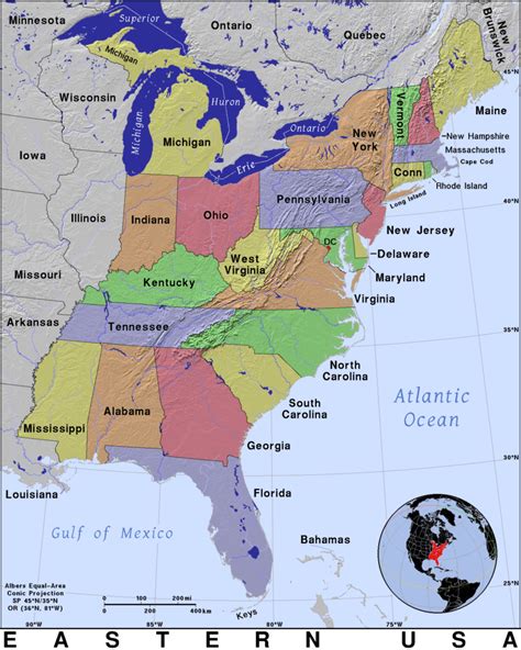 MAP Map Of Usa Eastern States