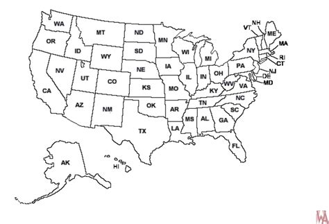 Map of USA with states outlined