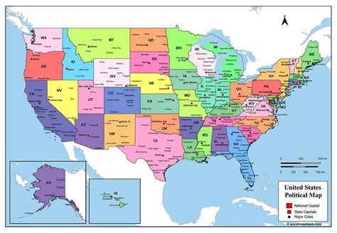 Map of the USA with state names