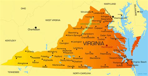MAP Map of Virginia with Cities