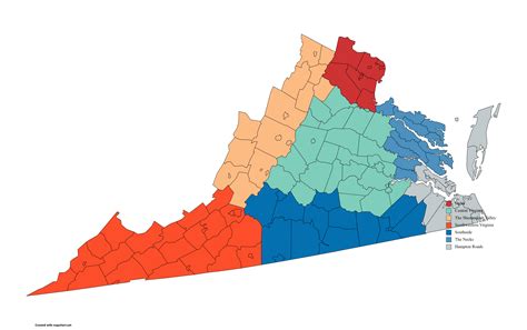 Map of Virginia with Regions