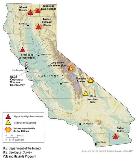 Map of Volcanoes in California