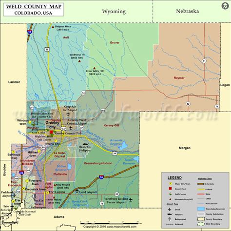 MAP Map of Weld County Colorado