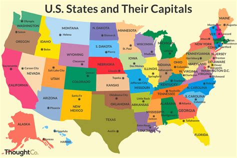 Map with 50 States and Capitals