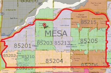 Mesa Arizona Zip Codes Map