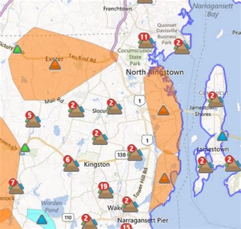 MAP National Grid RI Outage Map