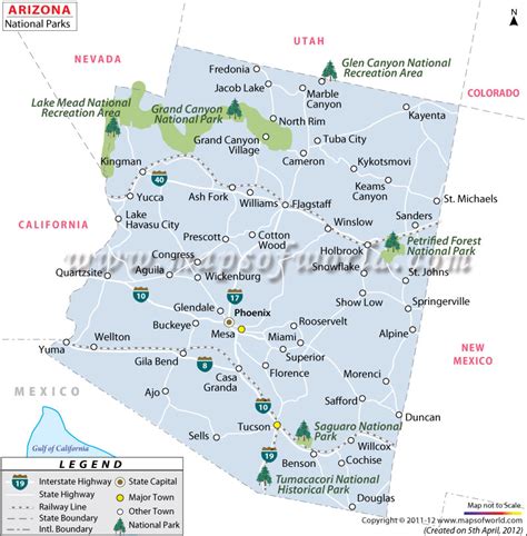 MAP National Parks in Arizona Map