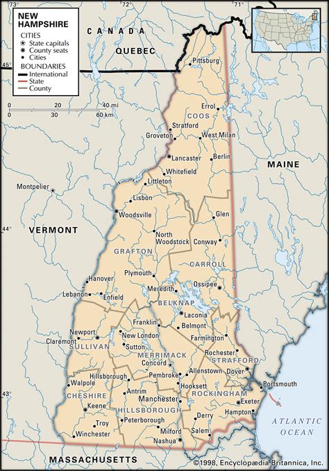 New Hampshire Map With Cities