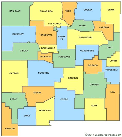Map of New Mexico with Counties
