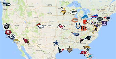 MAP NFL Teams on a map
