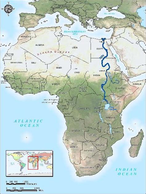 MAP Nile River On World Map