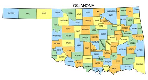 Map of Oklahoma Counties with Cities