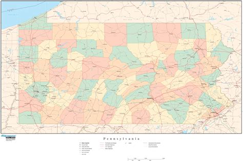 MAP Pa Map By County With Cities