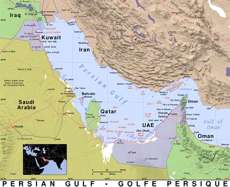 map of Persian Gulf on a world map