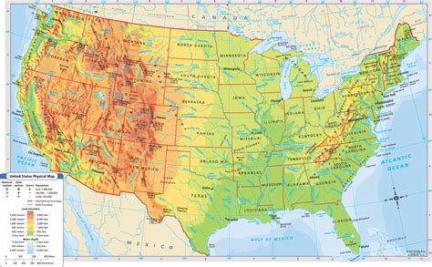 MAP Physical Features Of The Us Map