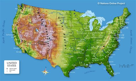 Physical Map Of The United States