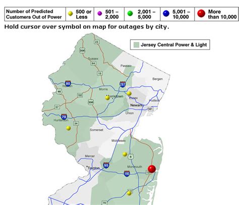 MAP Power Outage Map New Jersey