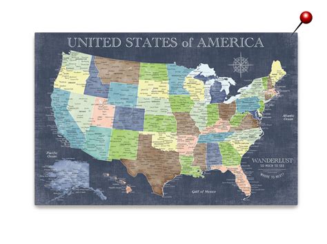 MAP Push Pin Map of USA