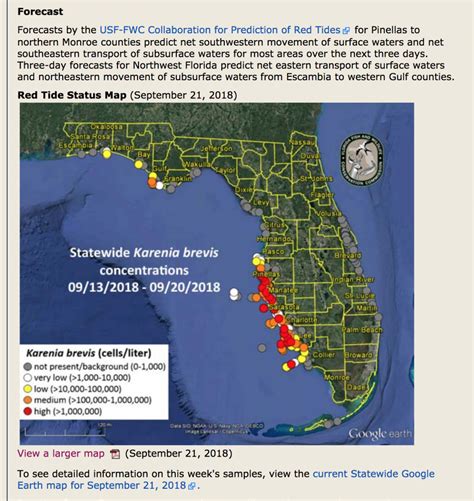 Map of Red Tide in Florida