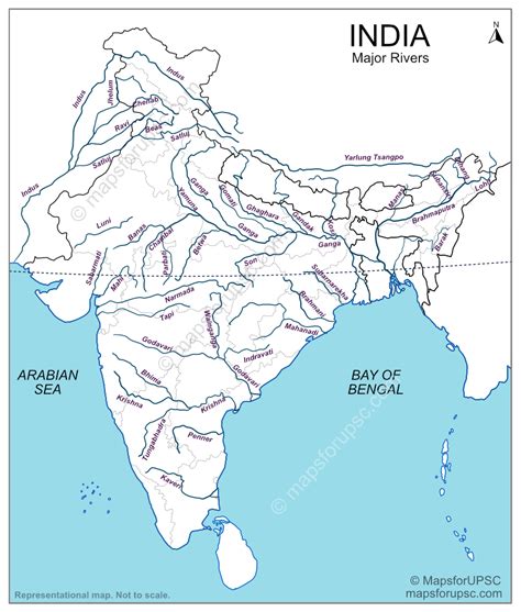 MAP Rivers of India in Map