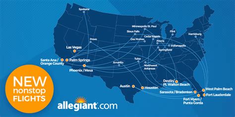 MAP Route Map For Allegiant Airlines