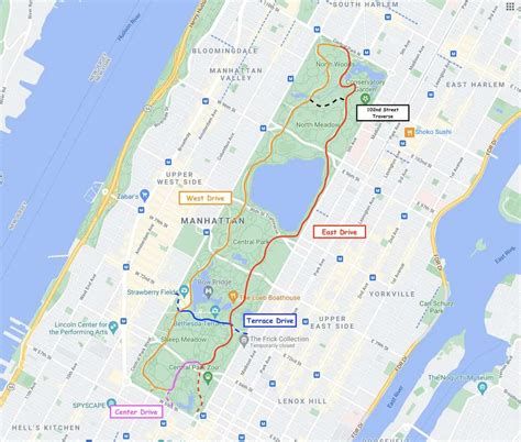 MAP Running in Central Park Map