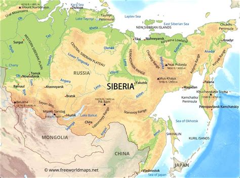 MAP Siberia on a World Map