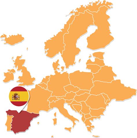 Key Principles of MAP Spain On Map of Europe