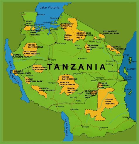 Map of Tanzania on Africa