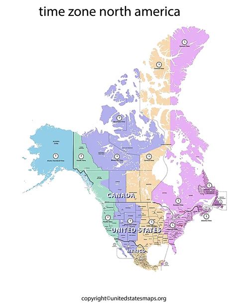 MAP Time Zone Map North America