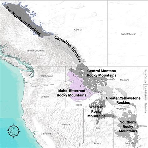 Map of the United States with the Rocky Mountains