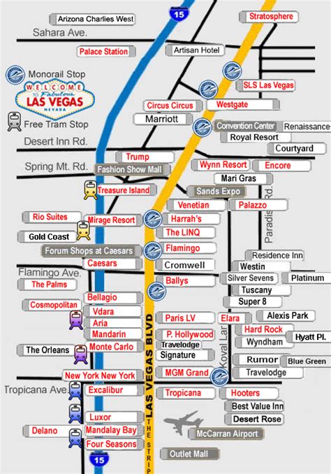 MAP Vegas Strip Map of Hotels