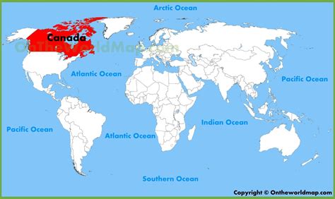 world map with Canada highlighted