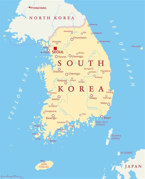 World Map with South Korea