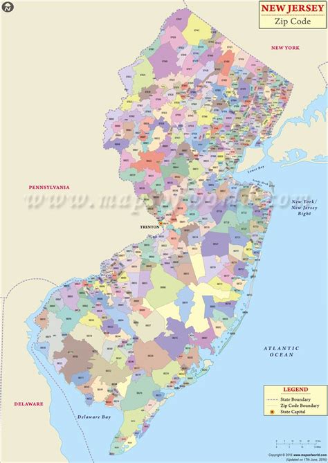 MAP Zip Code Map of New Jersey