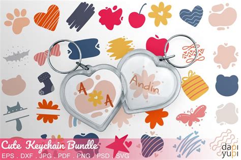 Download Keychain Bundle, Cute Keychain SVG Cut Files