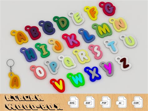 Download Keychain Floral Alphabet Creativefabrica DXF Files