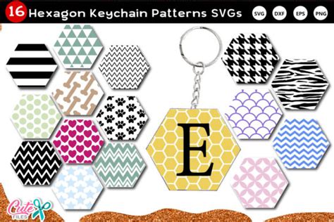 Download Keychain Hexagon Pattern Vol.1 SVG File Commercial Use For Crafts