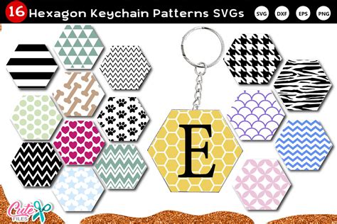 Download Keychain Hexagon Pattern Vol.1 SVG File Easy Edite