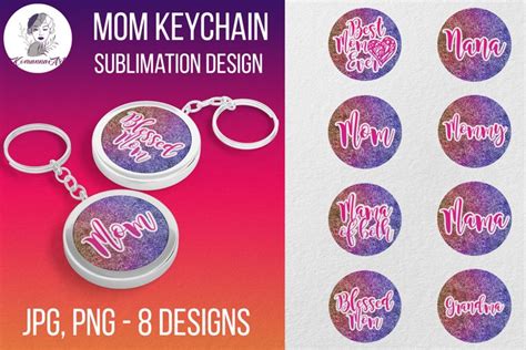 Download Keychain Mom Sublimation Design Creativefabrica DXF Files