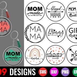 Download Keychain Mom Sublimation Design Cricut SVG DXF Files