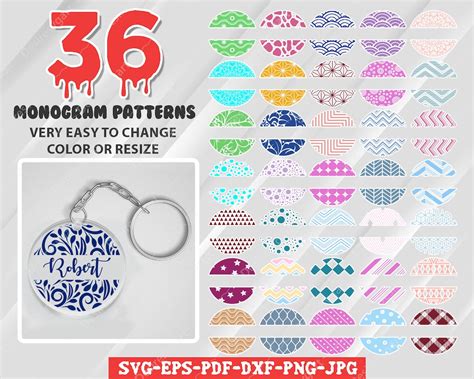 Download Keychain Monogram Round Pattern Svg Cricut SVG DXF Files