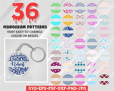 Download Keychain Monogram Round Pattern Svg Cut Files