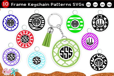 Download Keychain Pattern Monogram Frame SVG File Silhouette DXF Files