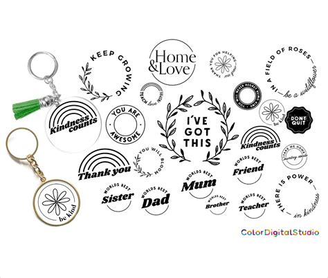 Download Keychain Round Svg Bundle Files for Cricut