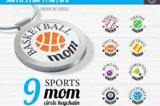 Download Keychain Sports Mom Circles Pattern Crafts