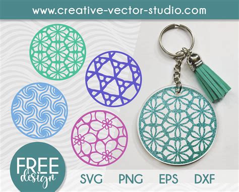 Download Keychain Template - Round Patterns DXF Files